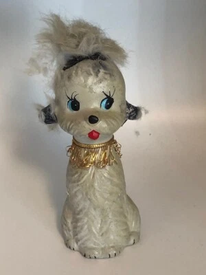 Estatuilla de perro cachorro NORLEANS de colección de los años 50 con piel con pegatina Foto 1 de 4