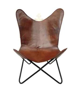 Butterfly Chair–Indian Genuine Leather Handmade Iron Frame Office Chair - Picture 1 of 6