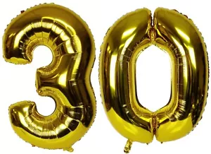 40" Large 30 Gold Number Balloons 30th Birthday Anniversary Foil Float Helium - Picture 1 of 1
