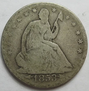 1853 Silver Seated Liberty Half Dollar -VG- (#515ab) - Picture 1 of 2