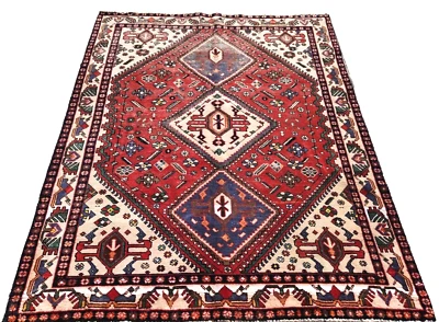 4'10"x6'2" ANTIQUE HAND KNOTTED CAUCASIAN KAZAK SERAPE TRIBAL WOOL MUTED RED RUG - Image 1 of 4