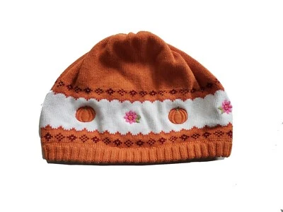Gymboree Girls Hat Size 5 6 7 Pumpkin Knit Cap Halloween Fall - Image 1 of 4