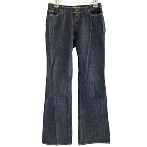 Jeans donna Gap lungo e magro gamba svasata denim taglia 6 blu scuro snap fly - Foto 1 di 9