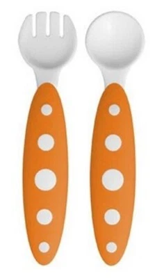 Boon ModWare BABYBESTECK KINDERBESTECK ESSLERN SET aus LÖFFEL & GABEL orange