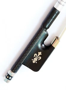 Arco de viola de fibra de carbono trenzado superior Vio Music, incrustación de flor de lis, rana de ébano, - Imagen 1 de 2