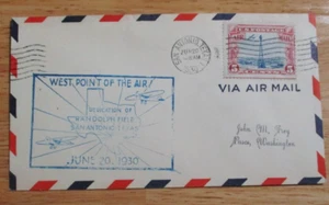 COVER 1930 "DEDICATION RANDOLPH FIELD SAN ANTONIO, TEXAS WEST POINT OF THE AIR - Picture 1 of 4