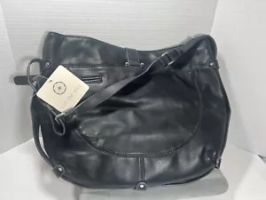 Cul-de-Sac Umhängetasche schwarz Echtleder mit lila Besatz - neu mit Etikett - Bild 1 von 10
