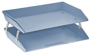 Acrimet Facility 2 Tiers Double Letter Tray (Solid Blue Color)