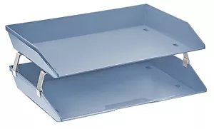 Acrimet Facility 2 Tiers Double Letter Tray (Solid Blue Color) - Picture 1 of 6