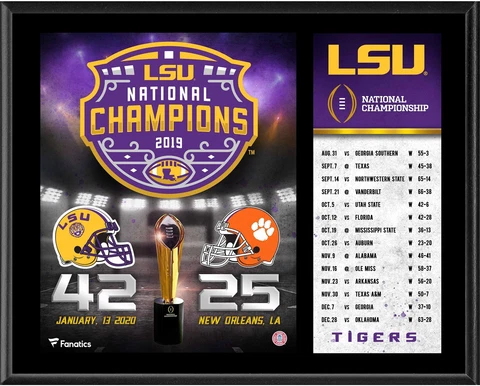 LSU Tigers College Football Playoff 2019 National Champs 12" x 15" Plaque Cover