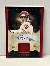 2022 Leaf In The Game Used Red Jersey Patch Joe Montana auto/3 #GUA-JM2 HOF 49er