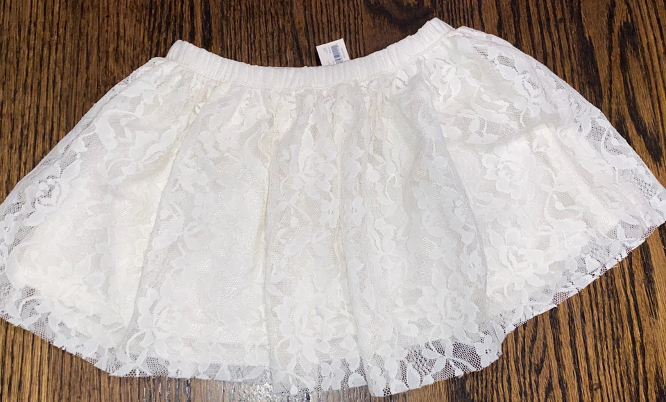 Saia de renda marfim GloryGirls desbotada nova com etiquetas tamanho 24 meses cintura elástica totalmente forrada - Imagem 1 de 1