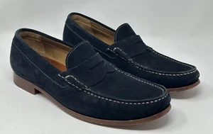 Johnston & Murphy Navy Suede Loafers Shoes Sheepskin Men’s 13M - Picture 1 of 11