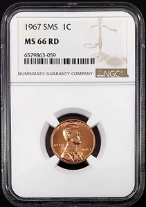 1967 SMS Lincoln Cent certified MS 66 RD by NGC! sku 3-059 - Picture 1 of 4