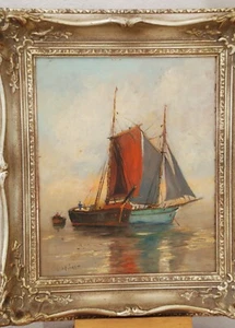 FÜRST Geo; Zwei Segelboote mit Gaffelsegel und Fischer im Beiboot - Bild 1 von 5