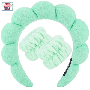 Spa Headband for Washing Face Wristband Set Sponge Makeup Skincare Headband Wris - Picture 1 of 12