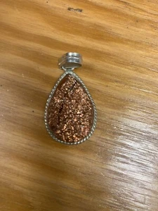 Vintage Drusy Anhänger Stein Titan funkelnd Kupfer / Gold Farbe Sterling - Bild 1 von 8