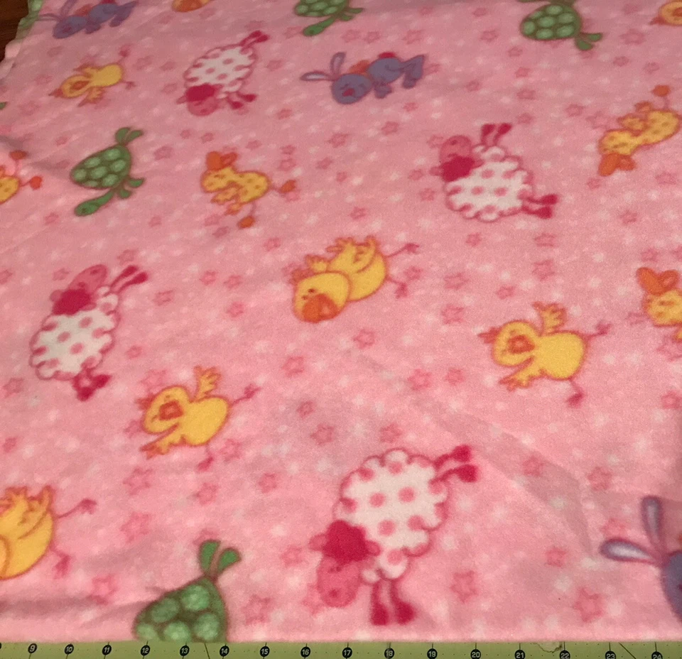 Baby Animals Pink 33" X 60" Fleece fabric #51 - Image 1 of 1
