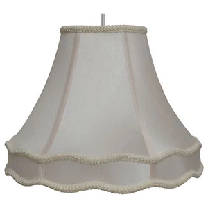 Cream Double Scallop Fabric Lampshade For Ceiling Floor Or Table Light Shade - Picture 1 of 1