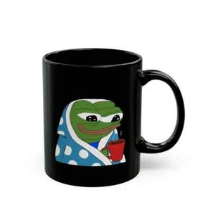 Pepe Frog Peepo Cozy Black Coffee Mug Pepe the Frog Mug Peepo Mug Pepe mug - Picture 1 of 2