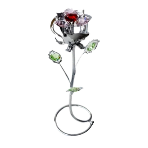Crystocraft Rose Bud adorno de cristal con elementos de Swarovski regalo en caja roja - Imagen 1 de 8
