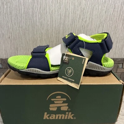 Sandálias Kamik Lobster 2 azul marinho/limão crianças meninos tamanho EUA 3 - Imagem 1 de 4