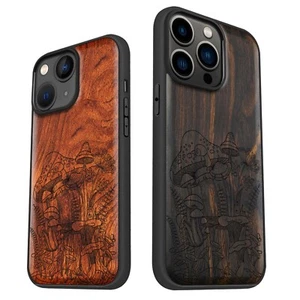 Custodia telefono legno magnetico per iPhone 12 13 mini 14 15 Pro Max Plus MagSafe - Foto 1 di 13