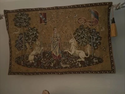 Vintage Hand Embroidery Tapestry Wall Hanging Home Decor Tapestry 38" L x 25 "H - Image 1 of 2