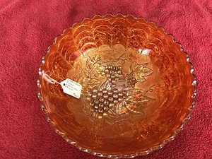 "Tazón festoneado vintage de vidrio de carnaval de uva imperial caléndula 9" ¡coleccionable! - Imagen 1 de 5