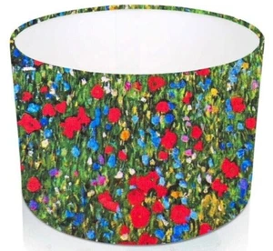 Handmade Klimt Feilds of Poppies Drum Cylinder Lampshade Table Ceiling - Picture 1 of 2