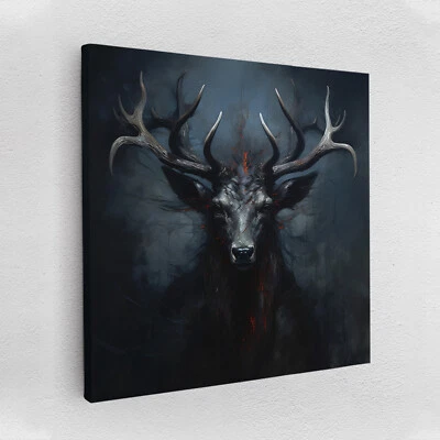 Leinwandbild Poster Acryl Glas Pop-Art  Dunkelheit Hirsch Tier Grusel Natur - Bild 1 von 4
