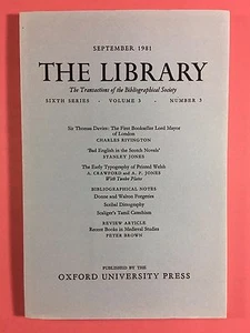 Die Bibliothek - The Bibliographical Gesellschaft - Sixth Serie Vol.3 No.2 Sept - Bild 1 von 3