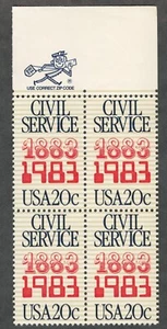 US. 2053. Civil Service Issue. Zip Block of 4. MNH. 1983 - Picture 1 of 2