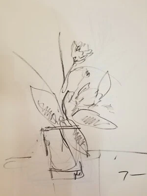 Хосе Трухильо подписанный сертификат подлинности цветочный оригинальный уголь на бумаге эскиз рисунок 18 X 24" - Изображение 1 из 4