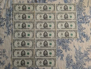 RARE 18 Consecutive 1988-A-Series $5 Dollar Bills - AU Condition w/ Bank Stapl - Picture 1 of 7