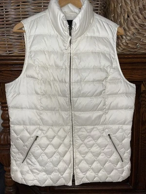 Talbots size large ivory puffer vest women Full Zip - Image 1 of 4