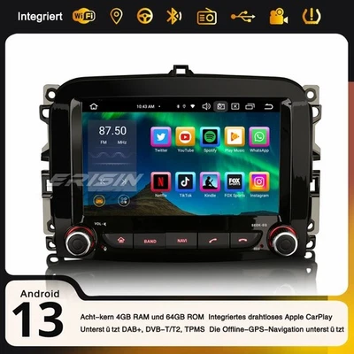 7" Acht-Kern Android 14 CarPlay DAB+ Autoradio Navi 64GB USB Fiat 500L 2012-2017 - Bild 1 von 4
