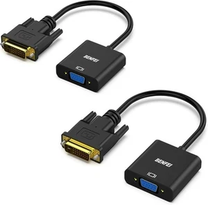 (2 Pack) BENFEI Active DVI-D to VGA Adapter, DVI-D 24 1 to VGA Male/Female Adapt - Picture 1 of 6