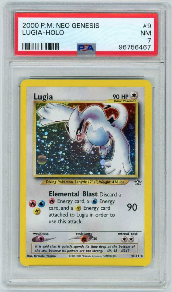 PSA 7 Near Mint 2000 Pokemon Neo Genesis Unlimited Lugia 9/111 Holo Rare Card - Image 1 of 2