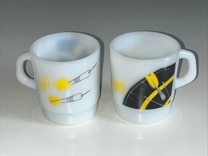 Darts Design Milk Glass Stacking Mug Termocrisa Mexico Vintage - Picture 1 of 11