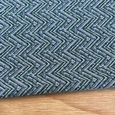 Vintage Stretch Knit Fabric Polyester Teal Blue Chevron 1 Yard 62” Wide 60/70’s - Image 1 of 2