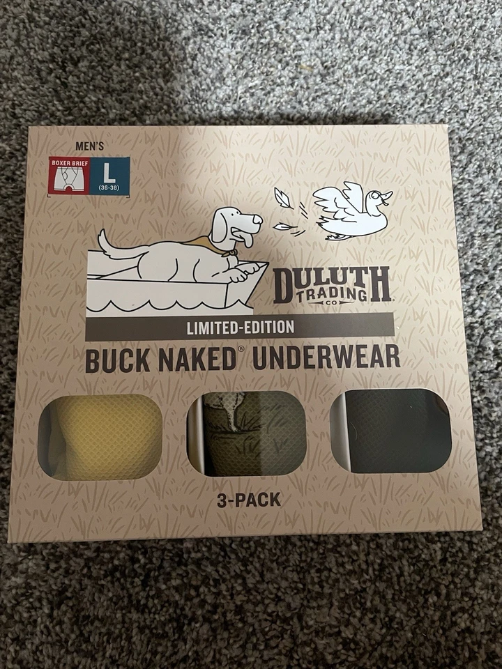 NEW Men’s Duluth Trading 3 Pack Buck Naked Hunting Boxer Briefs Size Large - Image 1 of 1