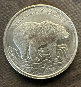 Grizzlybär North American Wildlife Serie 2 Oz.  .999 Silbermedaille - Bild 1 von 2