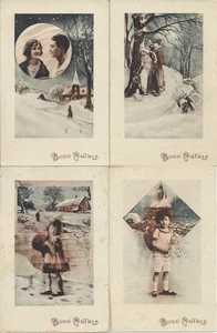 Buon Natale lotto di n.5 cartoline soggetti diversi sfondo a colori nuove - Foto 1 di 2