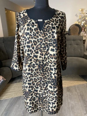 Vestido recto Max estampado de leopardo para mujer talla XL UK16 ojo de cerradura barra dorada manga 3/4 Foto 1 de 4