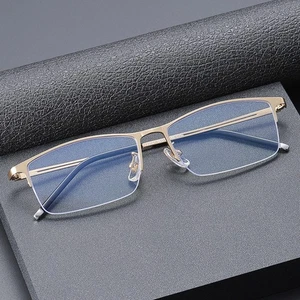 Ultralight Titanium Eyeglass Frames Half Rim Women Men Business Retro Glasses - Picture 1 of 17