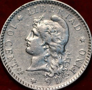 1883 Argentina 10 Centavos Silver Foreign Coin - Picture 1 of 2