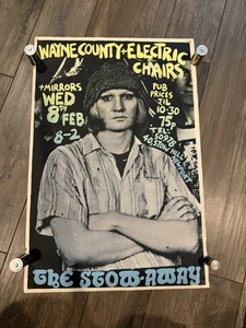 Póster par concierto del condado de Wayne 1978 vintage Stow Away Newport - Imagen 1 de 3