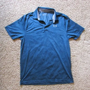 NWOT Under Armour Loose Heatgear Small Teal Blue Polo Shirt Poly S/S - Picture 1 of 2