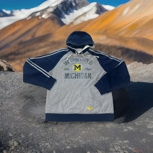 Adidas Men’s Small Michigan Wolverines Gray Hoodie Sweatshirt Stripe NCAA Champ - Picture 1 of 24